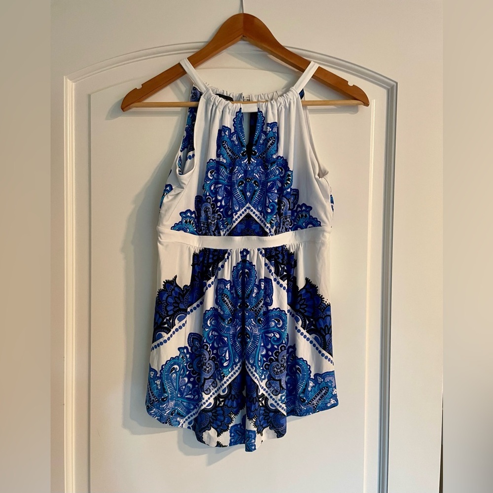 INC Oceans Tale Blue and White Halter Top New